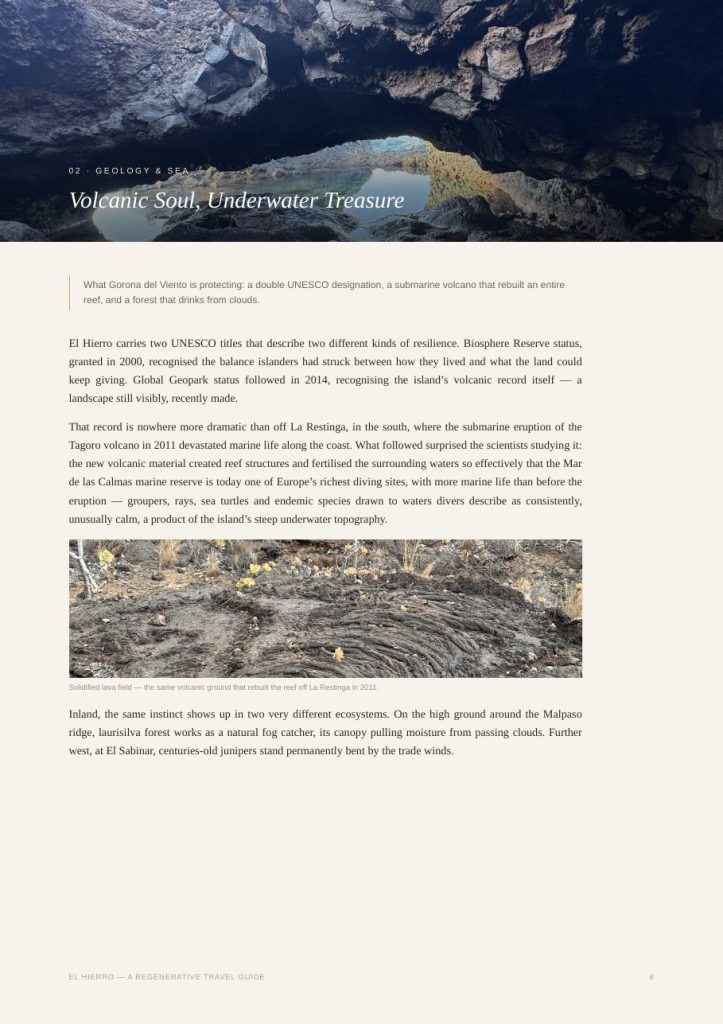 Sample chapter page from the guide: Volcanic Soul, Underwater Treasure
